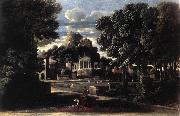POUSSIN, Nicolas Landscape with the Gathering of the Ashes of Phocion by his Widow af Sweden oil painting artist